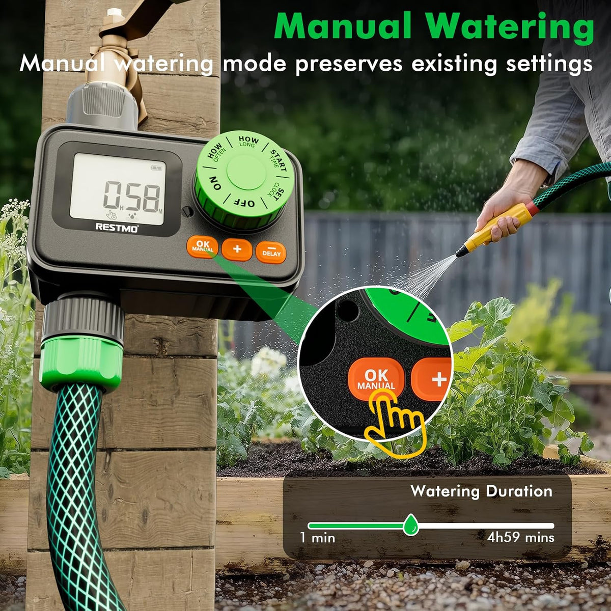 Sprinkler Timer, Programmable Water Timer for Garden Hose, Automatic Control | Manual ON/Off | Rain Delay for Outdoor Faucet, Drip Irrigation and Lawn Watering System