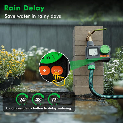 Sprinkler Timer, Programmable Water Timer for Garden Hose, Automatic Control | Manual ON/Off | Rain Delay for Outdoor Faucet, Drip Irrigation and Lawn Watering System
