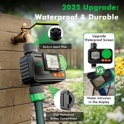 Sprinkler Timer, Programmable Water Timer for Garden Hose, Automatic Control | Manual ON/Off | Rain Delay for Outdoor Faucet, Drip Irrigation and Lawn Watering System