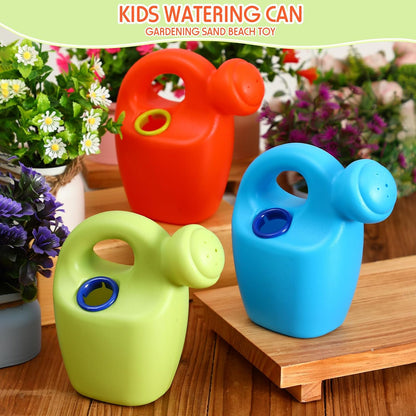 3 Pcs Kids Watering Can Mini Plastic Toddler Watering Can Bulk for Child Colorful Garden Flower Tools Summer Pool Sand Beach Toys End of School Birthday Gifts for Boys and Girls Outside Play