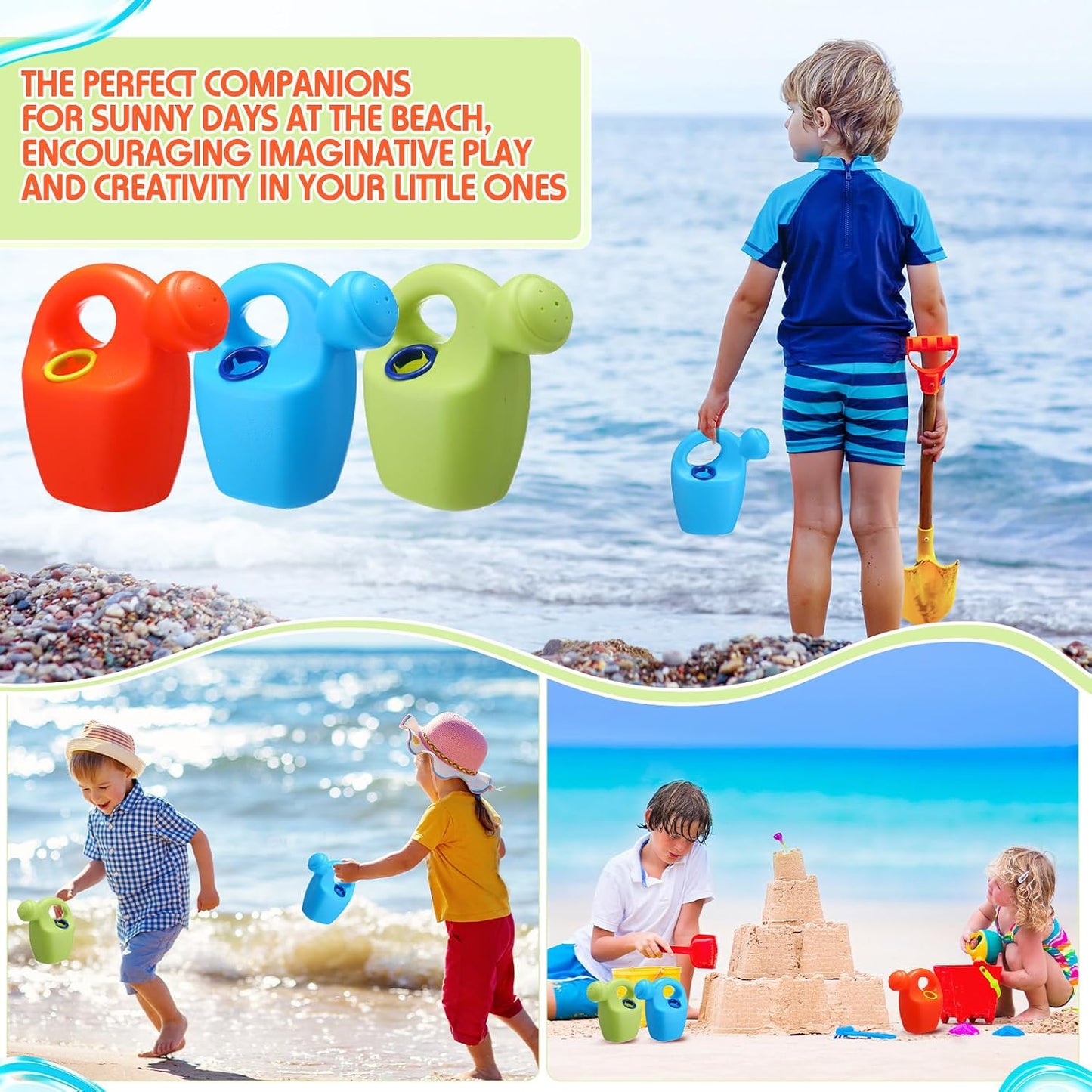 3 Pcs Kids Watering Can Mini Plastic Toddler Watering Can Bulk for Child Colorful Garden Flower Tools Summer Pool Sand Beach Toys End of School Birthday Gifts for Boys and Girls Outside Play