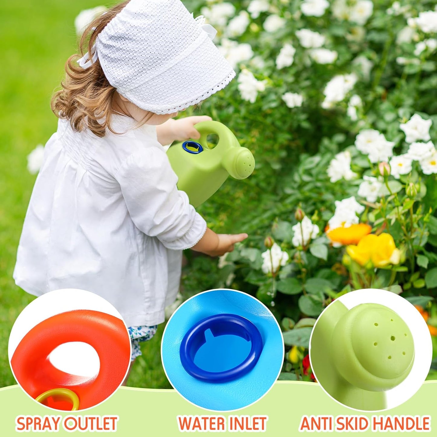3 Pcs Kids Watering Can Mini Plastic Toddler Watering Can Bulk for Child Colorful Garden Flower Tools Summer Pool Sand Beach Toys End of School Birthday Gifts for Boys and Girls Outside Play