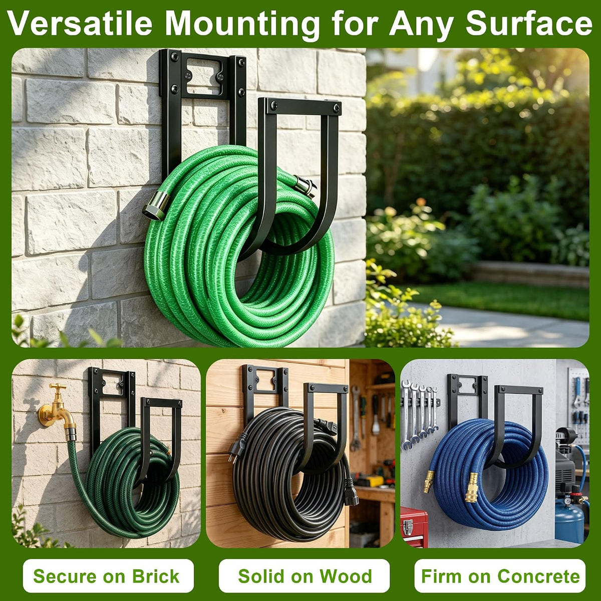 Garden Hose Holder Wall Mount Heavy Duty Water Hose Holders for Outside