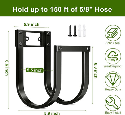 Garden Hose Holder Wall Mount Heavy Duty Water Hose Holders for Outside