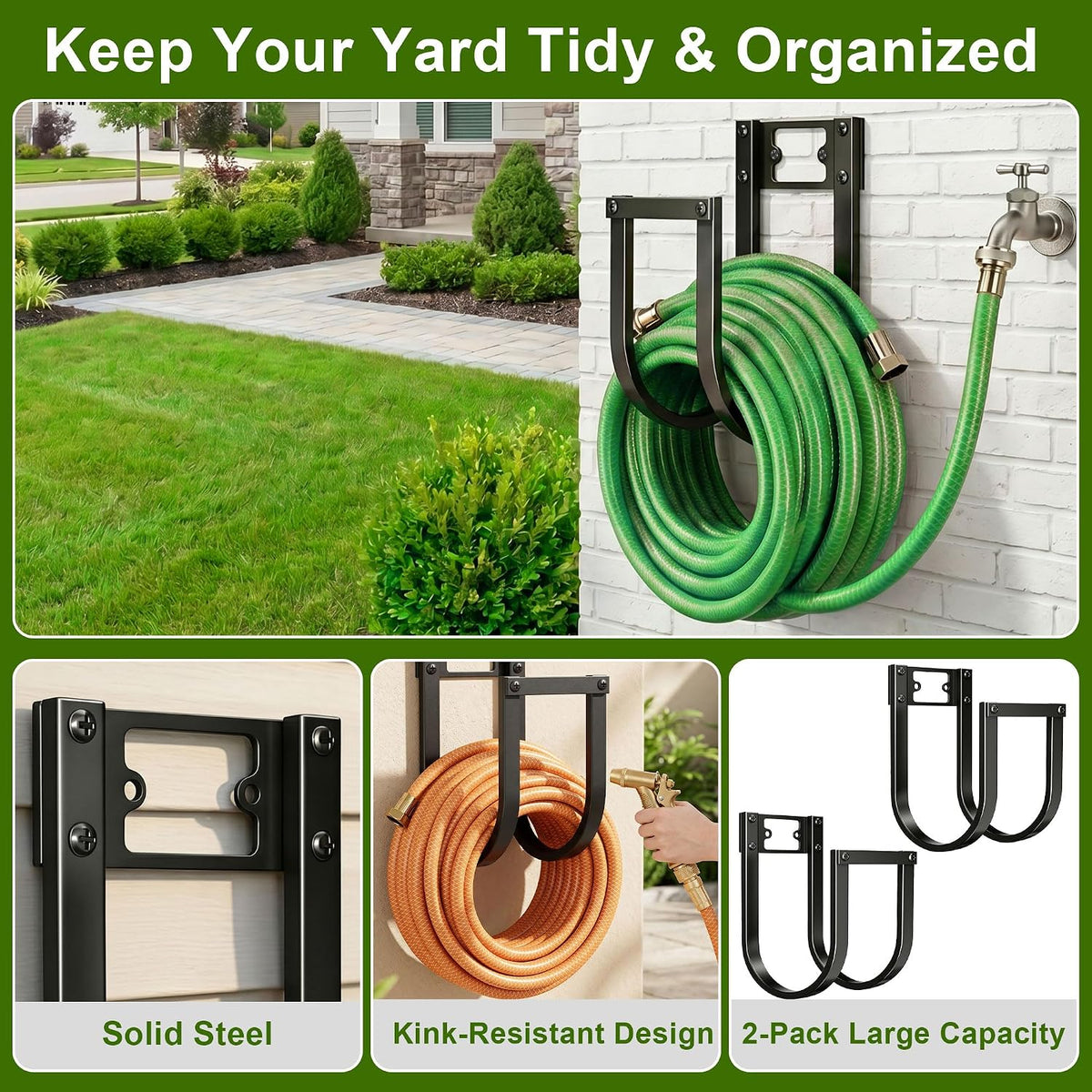 Garden Hose Holder Wall Mount Heavy Duty Water Hose Holders for Outside