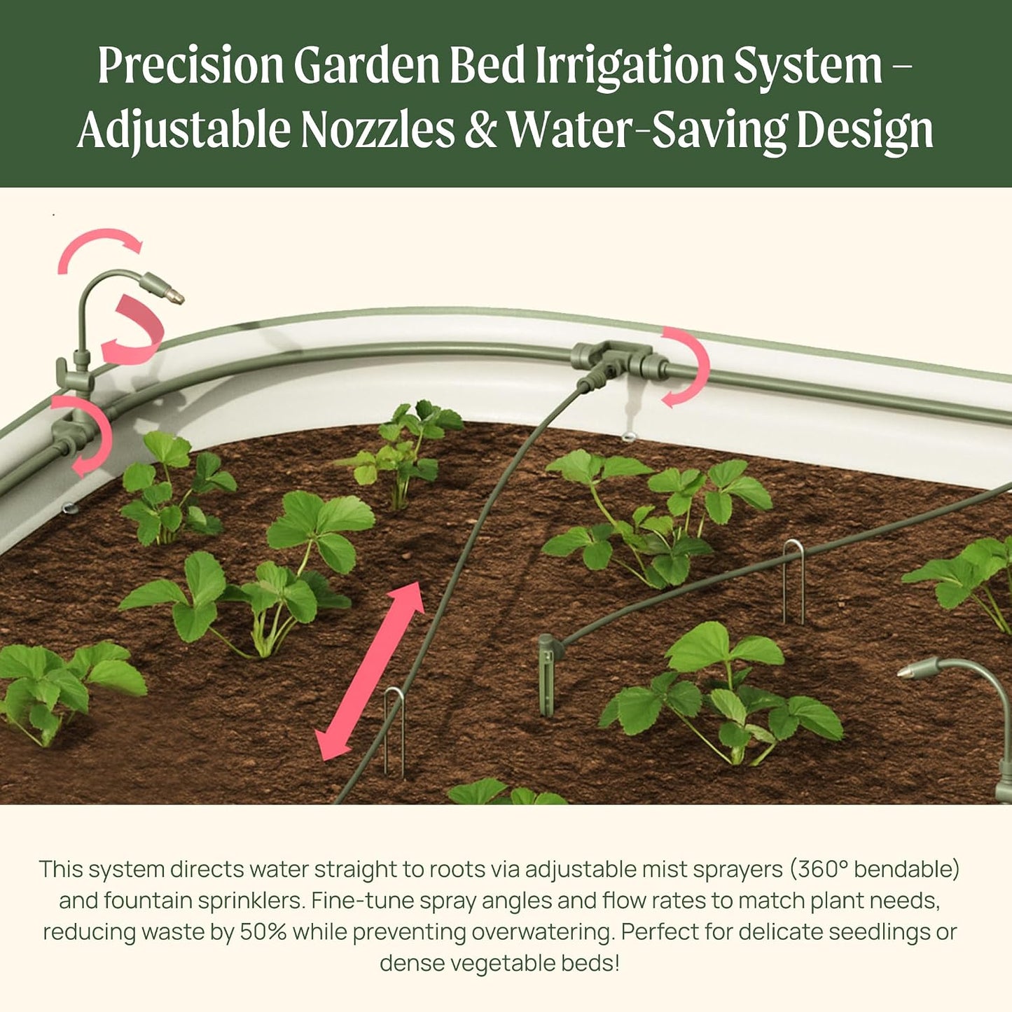 Irrigation Kit - Drip Irrigation System for Raised Garden Beds, Efficient Watering Solution for Vegetables, Flowers, and Plants, Easy DIY Installation (Large)