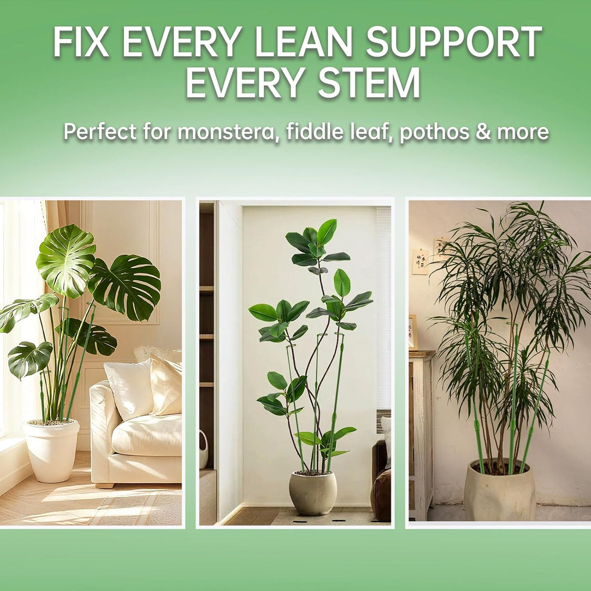 3 Pack Extendable Plant Stakes, 16.5-42.5 Inch Plant Stakes for Indoor Outdoor, Adjustable Monstera Plant Support Sticks with Clips for Clombing Plants, Vine, Orchid, Tomato, Vegetables