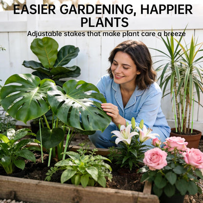 3 Pack Extendable Plant Stakes, 16.5-42.5 Inch Plant Stakes for Indoor Outdoor, Adjustable Monstera Plant Support Sticks with Clips for Clombing Plants, Vine, Orchid, Tomato, Vegetables