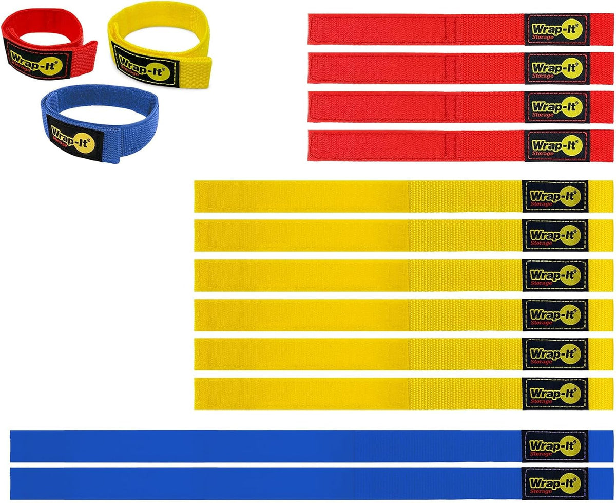 Quick-Strap Cord Wraps, 9 inch (12 Pack) Red