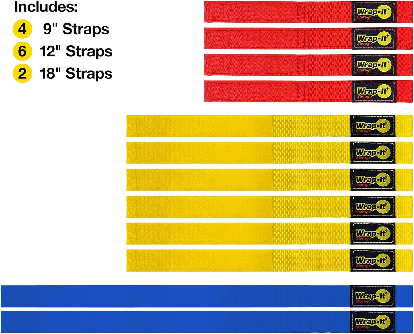 Quick-Strap Cord Wraps, 9 inch (12 Pack) Red
