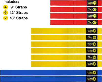 Quick-Strap Cord Wraps, 9 inch (12 Pack) Red