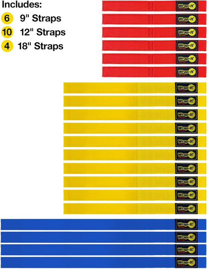 Quick-Strap Cord Wraps, 9 inch (12 Pack) Red