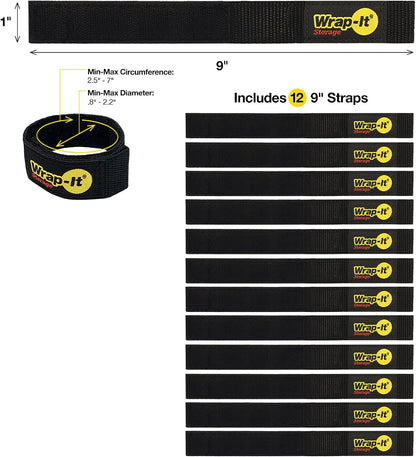 Quick-Strap Cord Wraps, 9 inch (12 Pack) Red