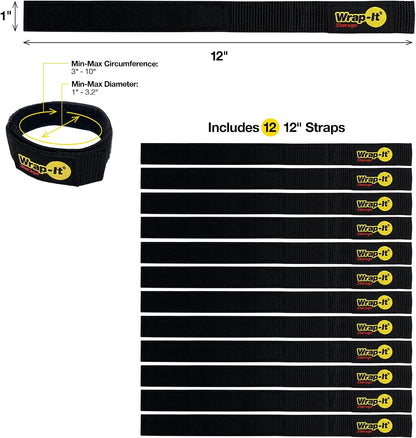 Quick-Strap Cord Wraps, 9 inch (12 Pack) Red