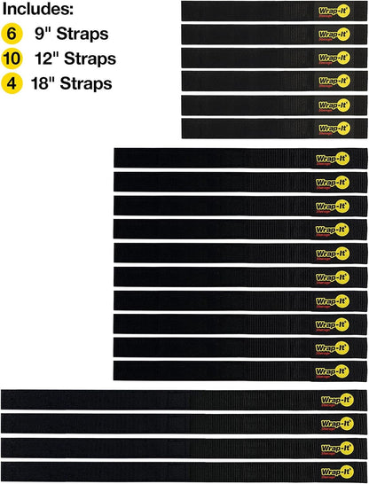 Quick-Strap Cord Wraps, 9 inch (12 Pack) Red
