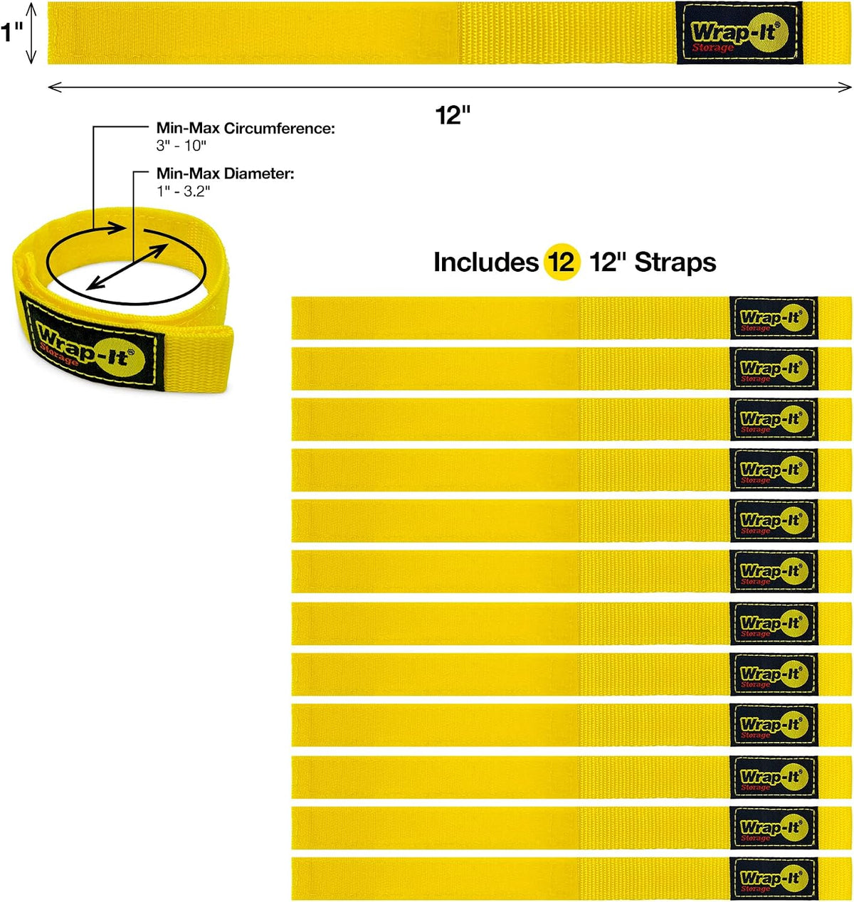 Quick-Strap Cord Wraps, 9 inch (12 Pack) Red