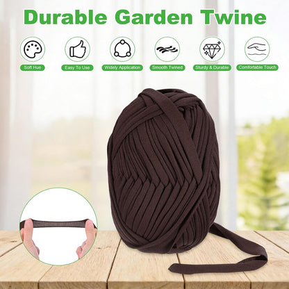 1-Pack Garden Twine, 98 Feet Stretchy Gardening Tape for Climbing Plants/Tomatoes/Fruit Trees/Gardeners, Green Cloth Plant Ties [Coffee]