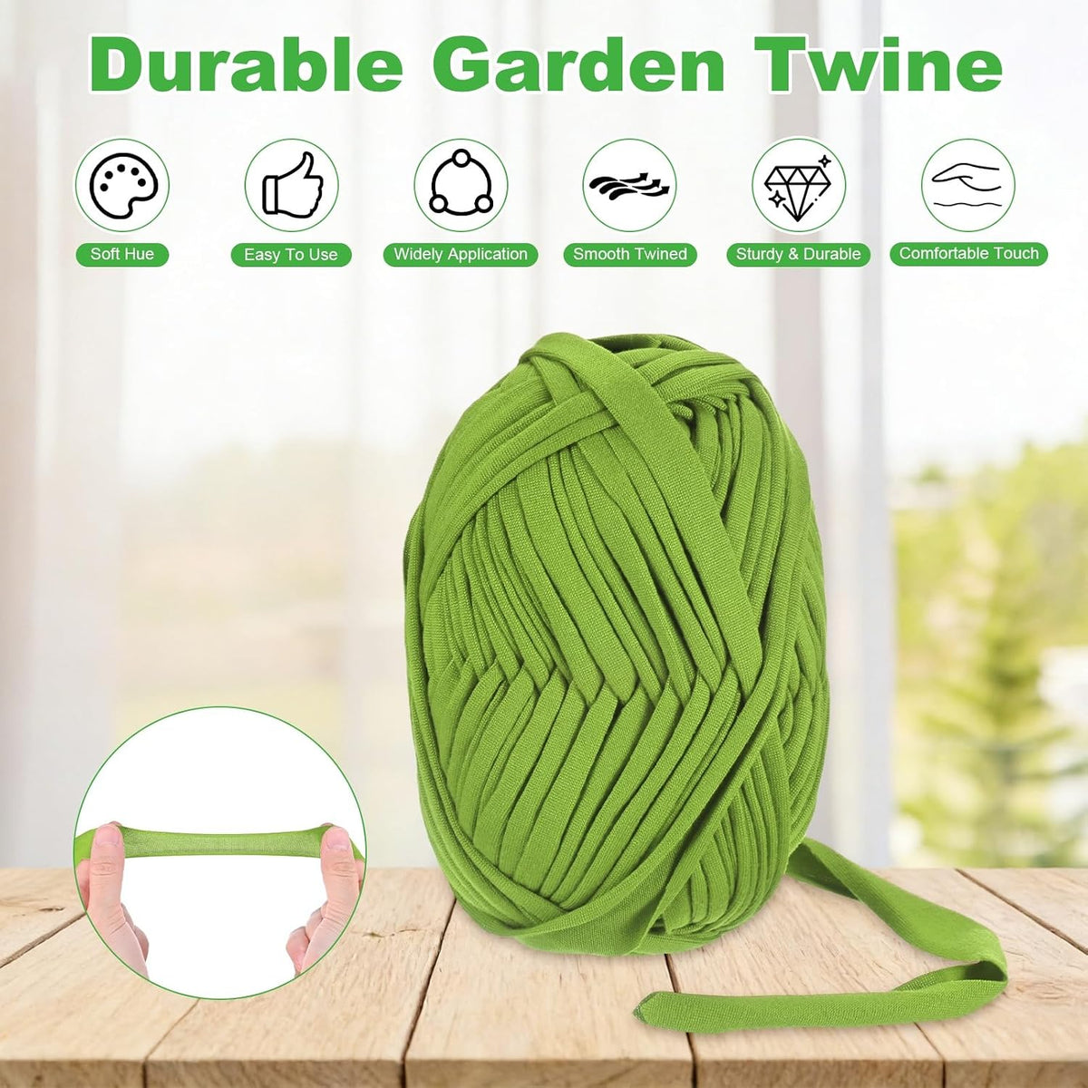 1-Pack Garden Twine, 98 Feet Stretchy Gardening Tape for Climbing Plants/Tomatoes/Fruit Trees/Gardeners, Green Cloth Plant Ties [Coffee]