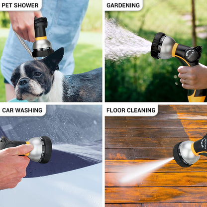 Flexible Metal Garden Hose - 75 FT Lightweight Stainless Steel Water Hose with Solid Fittings and Sprayer Nozzle - Leak Proof, Kink Free, Anti-rust, Large Diameter, Durable and Easy Storage