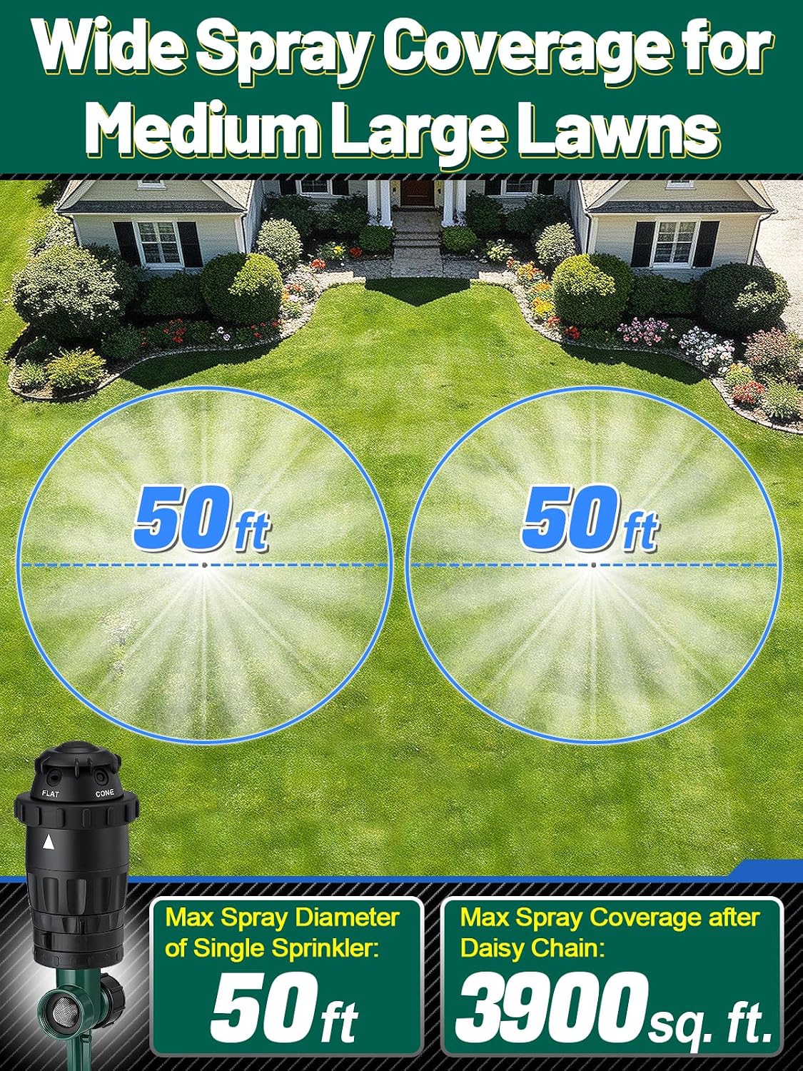 Sturdy Aluminum Alloy Spike Sprinklers for Yard Lawn Medium Garden