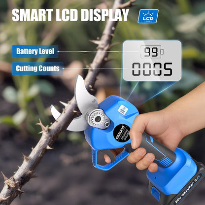 20V 2-IN-1 Electric Pole Pruning Shears: 1.4 Inch Cordless Long Handle Pruner 13ft Reach, Brushless Branch Cutter with LCD Display for Tree Trimming Gardening (2Pcs 2.0Ah Batteries and Charger)