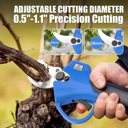 20V 2-IN-1 Electric Pole Pruning Shears: 1.4 Inch Cordless Long Handle Pruner 13ft Reach, Brushless Branch Cutter with LCD Display for Tree Trimming Gardening (2Pcs 2.0Ah Batteries and Charger)