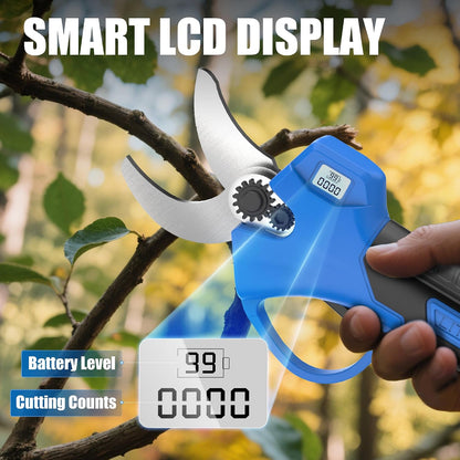 20V 2-IN-1 Electric Pole Pruning Shears: 1.4 Inch Cordless Long Handle Pruner 13ft Reach, Brushless Branch Cutter with LCD Display for Tree Trimming Gardening (2Pcs 2.0Ah Batteries and Charger)