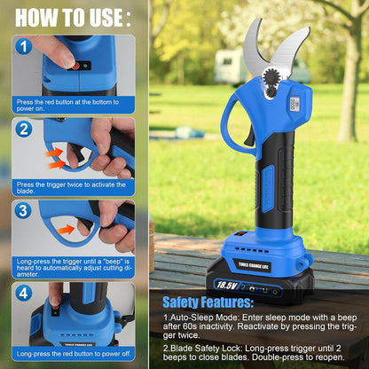 20V 2-IN-1 Electric Pole Pruning Shears: 1.4 Inch Cordless Long Handle Pruner 13ft Reach, Brushless Branch Cutter with LCD Display for Tree Trimming Gardening (2Pcs 2.0Ah Batteries and Charger)