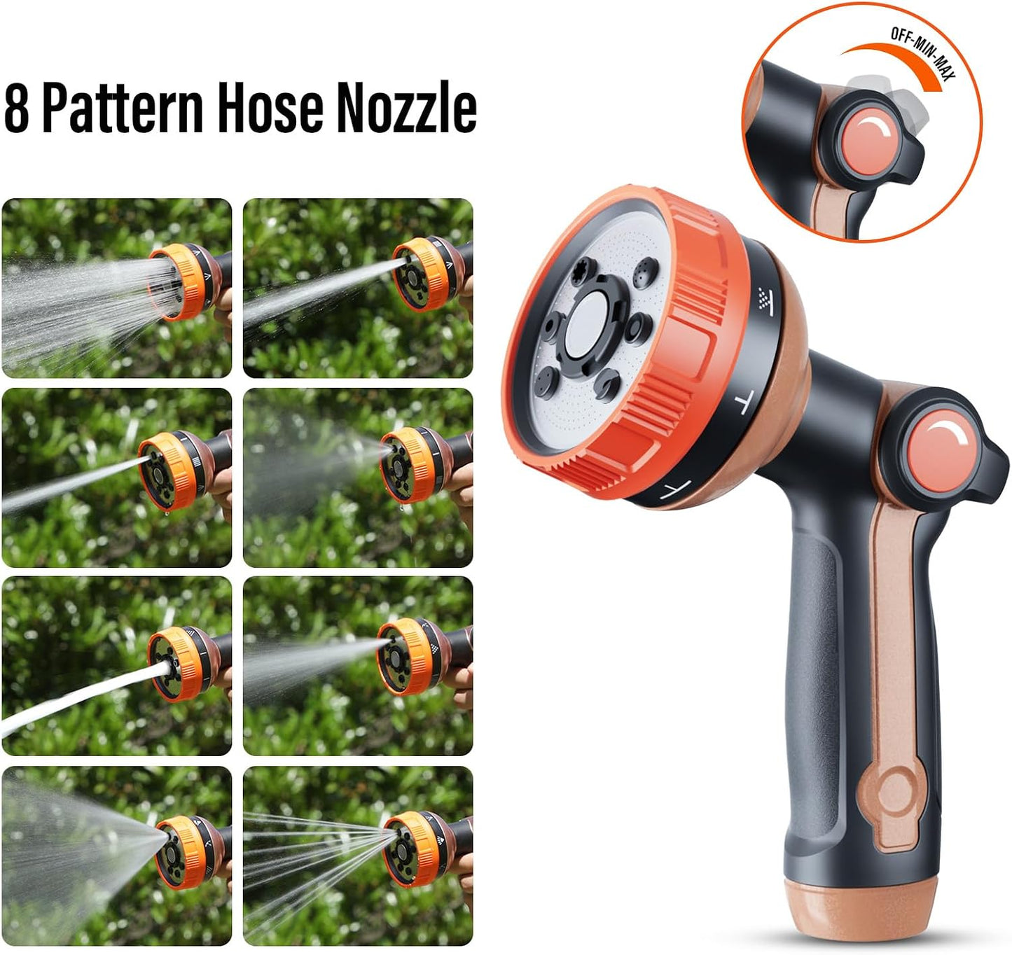 100FT Retractable Garden Hose Reel with 8-Pattern Nozzle,Wall Mount