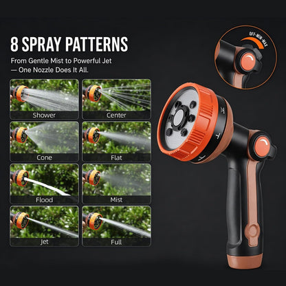 100FT Retractable Garden Hose Reel with 8-Pattern Nozzle,Wall Mount
