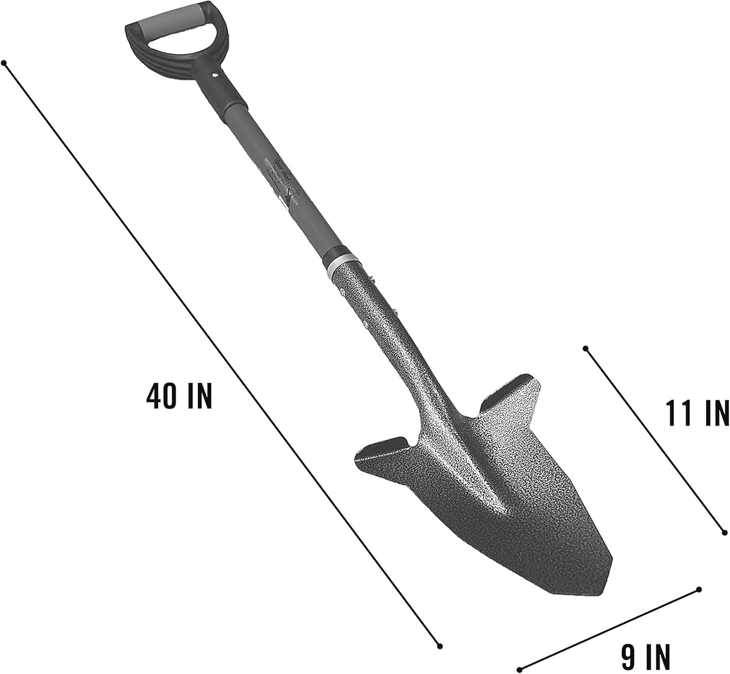 SHFD3 40" Lavender Garden Spade Shovel - Gardening Shovel with a 9" x 11" Beveled Blade, Steel-Reinforced Fiberglass Long Handle & Cushioned D-Grip - Digging Spade for Planting