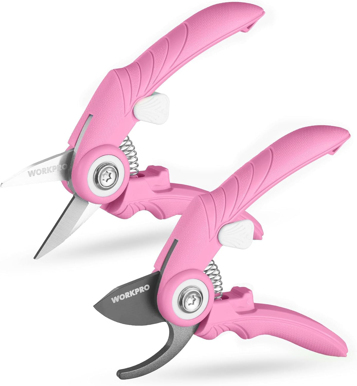 2-Pack 6.9" Garden Pruning Shears, Bypass & Straight Garden Scissors, Pink