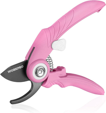 2-Pack 6.9" Garden Pruning Shears, Bypass & Straight Garden Scissors, Pink