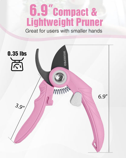 2-Pack 6.9" Garden Pruning Shears, Bypass & Straight Garden Scissors, Pink
