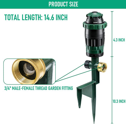 2-Pack Gear Drive Sprinklers for Yard, 360 Degree Garden Water Sprinkler Head on Spike Base with 3/4 Inch Adapters, 5 Modes Adjustable Irrigation Tool for Large Area Yard Lawn Garden
