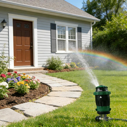 2-Pack Gear Drive Sprinklers for Yard, 360 Degree Garden Water Sprinkler Head on Spike Base with 3/4 Inch Adapters, 5 Modes Adjustable Irrigation Tool for Large Area Yard Lawn Garden