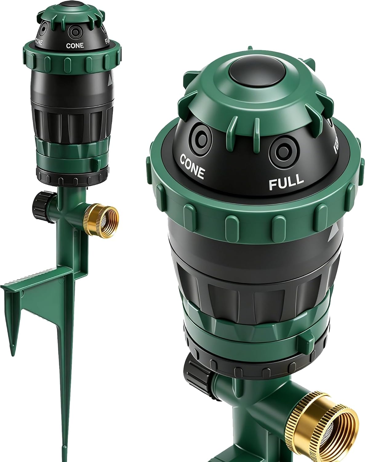 2-Pack Gear Drive Sprinklers for Yard, 360 Degree Garden Water Sprinkler Head on Spike Base with 3/4 Inch Adapters, 5 Modes Adjustable Irrigation Tool for Large Area Yard Lawn Garden