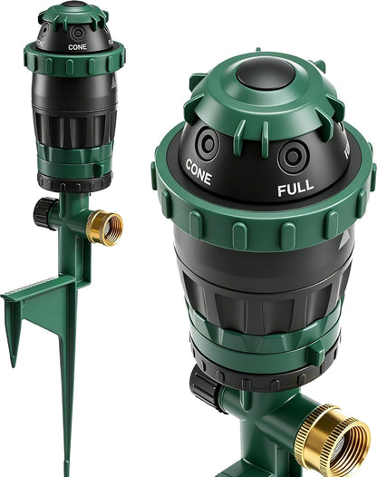 2-Pack Gear Drive Sprinklers for Yard, 360 Degree Garden Water Sprinkler Head on Spike Base with 3/4 Inch Adapters, 5 Modes Adjustable Irrigation Tool for Large Area Yard Lawn Garden