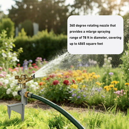 2-Pack Gear Drive Sprinklers for Yard, 360 Degree Garden Water Sprinkler Head on Spike Base with 3/4 Inch Adapters, 5 Modes Adjustable Irrigation Tool for Large Area Yard Lawn Garden