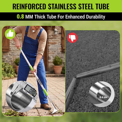 Crack Weeder, Stainless Steel Crevice Weeding Tool with Adjustable Long Handle (27"-54")