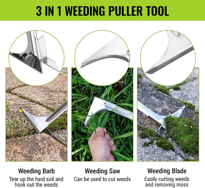 Crack Weeder, Stainless Steel Crevice Weeding Tool with Adjustable Long Handle (27"-54")