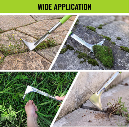 Crack Weeder, Stainless Steel Crevice Weeding Tool with Adjustable Long Handle (27"-54")