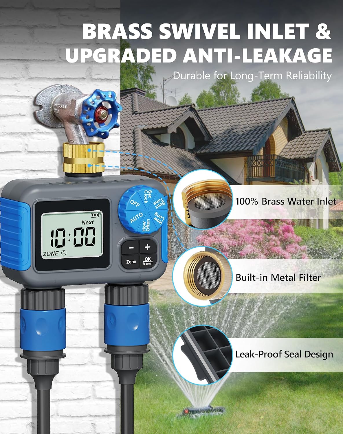 Sprinkler Timer with Brass Swivel, Hose Timers for Watering