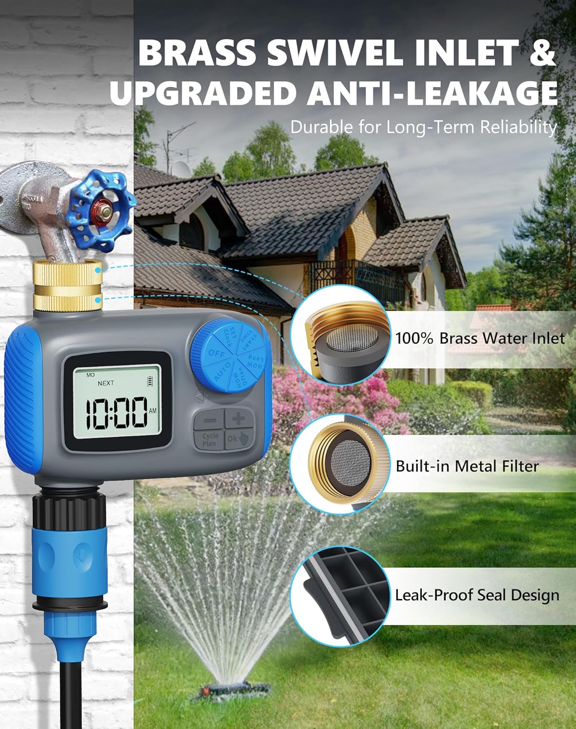 Sprinkler Timer with Brass Swivel, Hose Timers for Watering