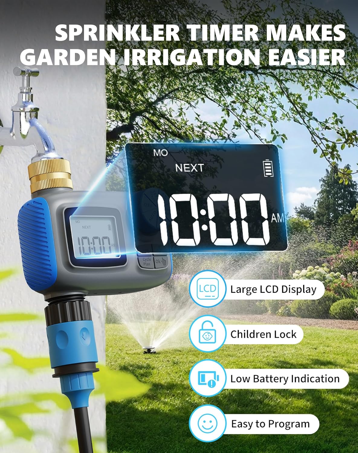 Sprinkler Timer with Brass Swivel, Hose Timers for Watering