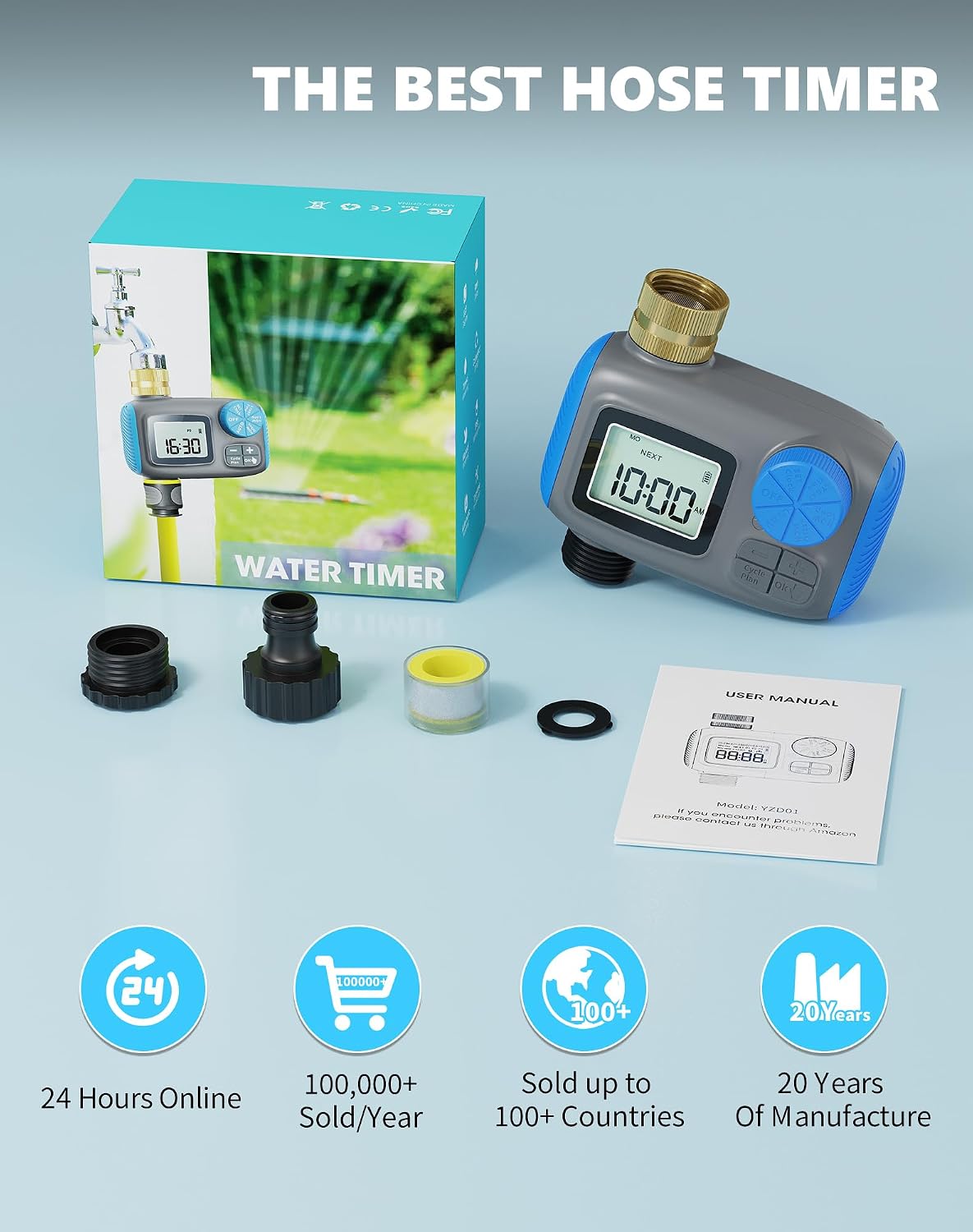 Sprinkler Timer with Brass Swivel, Hose Timers for Watering