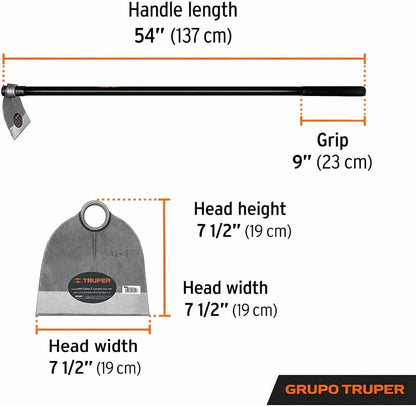 Lane Hoe No. 1, 54-Inch Fiberglass Handle, 7 1/2-Inch x 7 1/2-Inch Forged Head, 1.8 lb Head Weight, Agricultural & Garden Soil Preparation Tool (Model 10615)