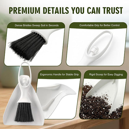 Enhon Mini Soil Scoop and Brush Set for Indoor Plant Repotting