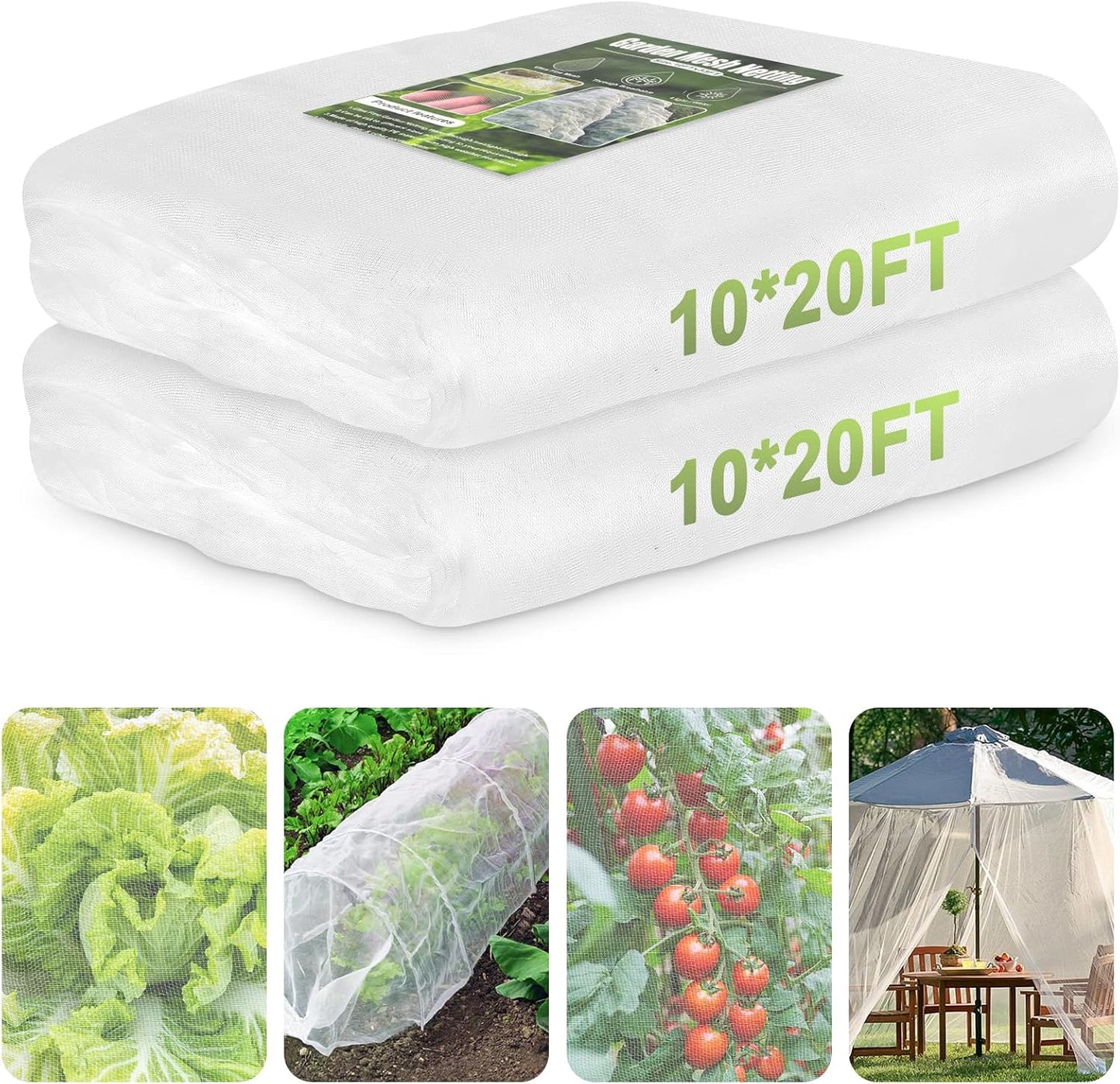 Garden Netting for Raised Beds Garden Protection Plant, 2 Pcs 10x33Ft