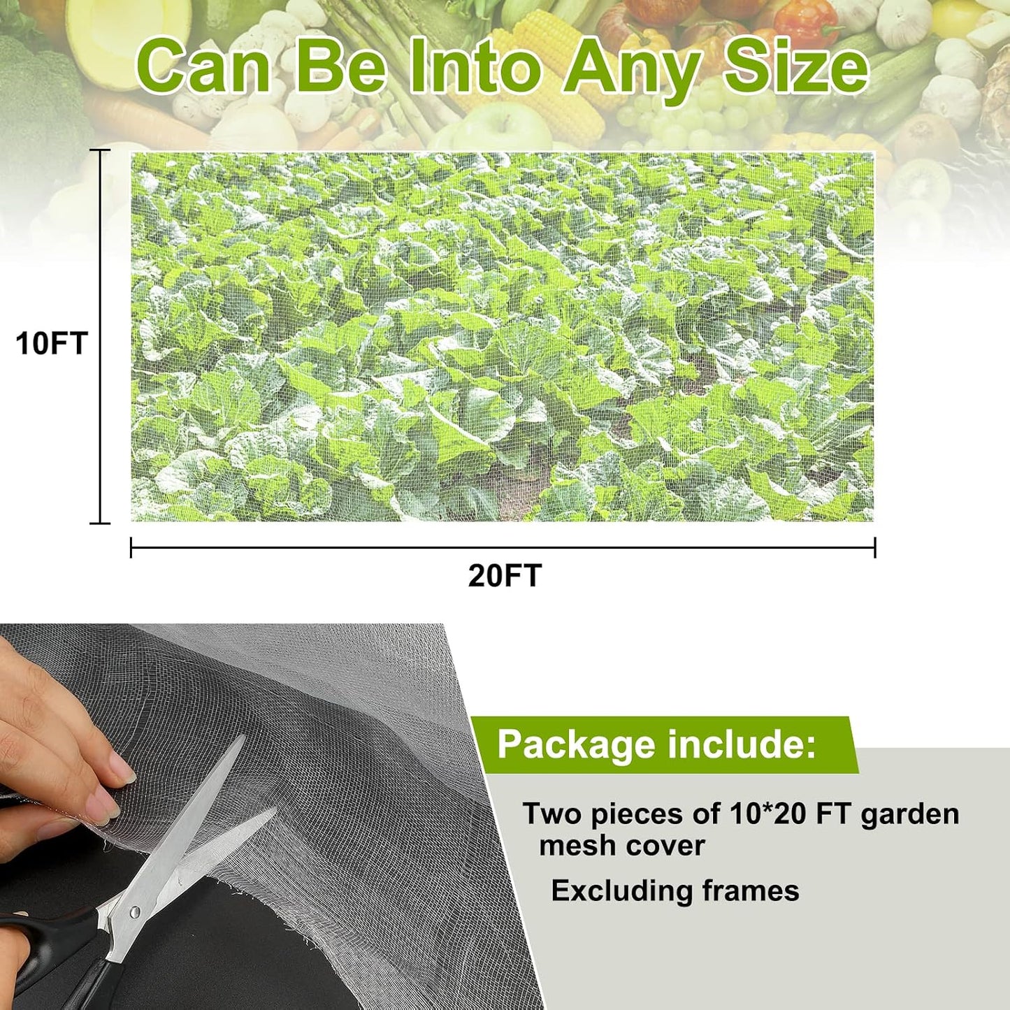 Garden Netting for Raised Beds Garden Protection Plant, 2 Pcs 10x33Ft